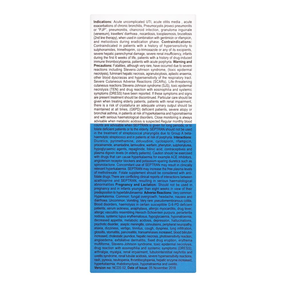 GSK Septran DS Suspension, 50ml product image 2 - Bolanclinic