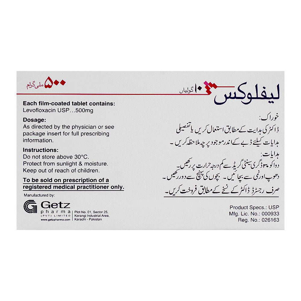 Getz Pharma Leflox Tablet, 500mg, 10-Pack product image 3 - Bolanclinic