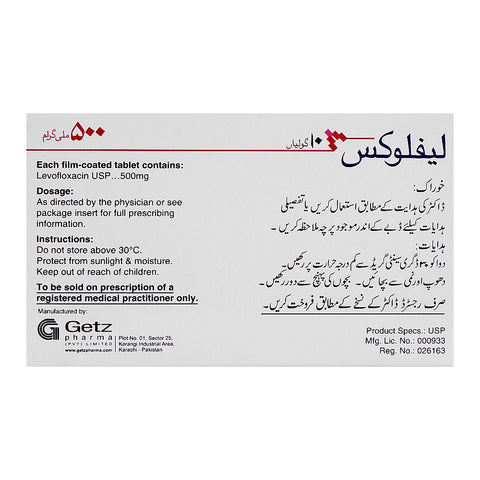 Getz Pharma Leflox Tablet, 500mg, 10-Pack product image 3 - Bolanclinic