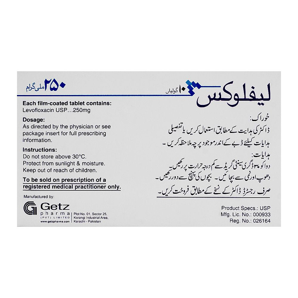 Getz Pharma Leflox Tablet, 250mg, 10-Pack product image 3 - Bolanclinic