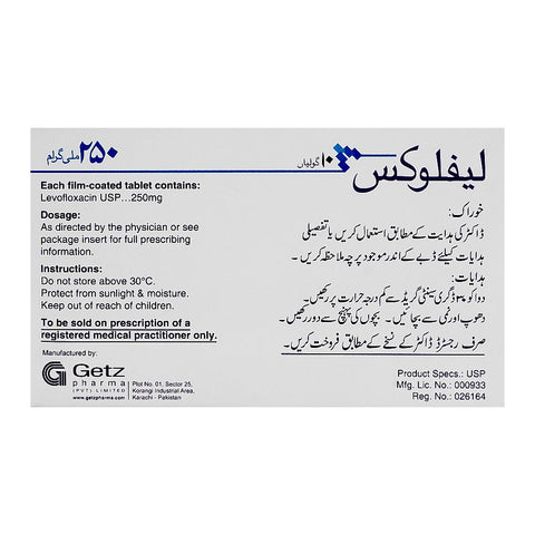 Getz Pharma Leflox Tablet, 250mg, 10-Pack product image 3 - Bolanclinic