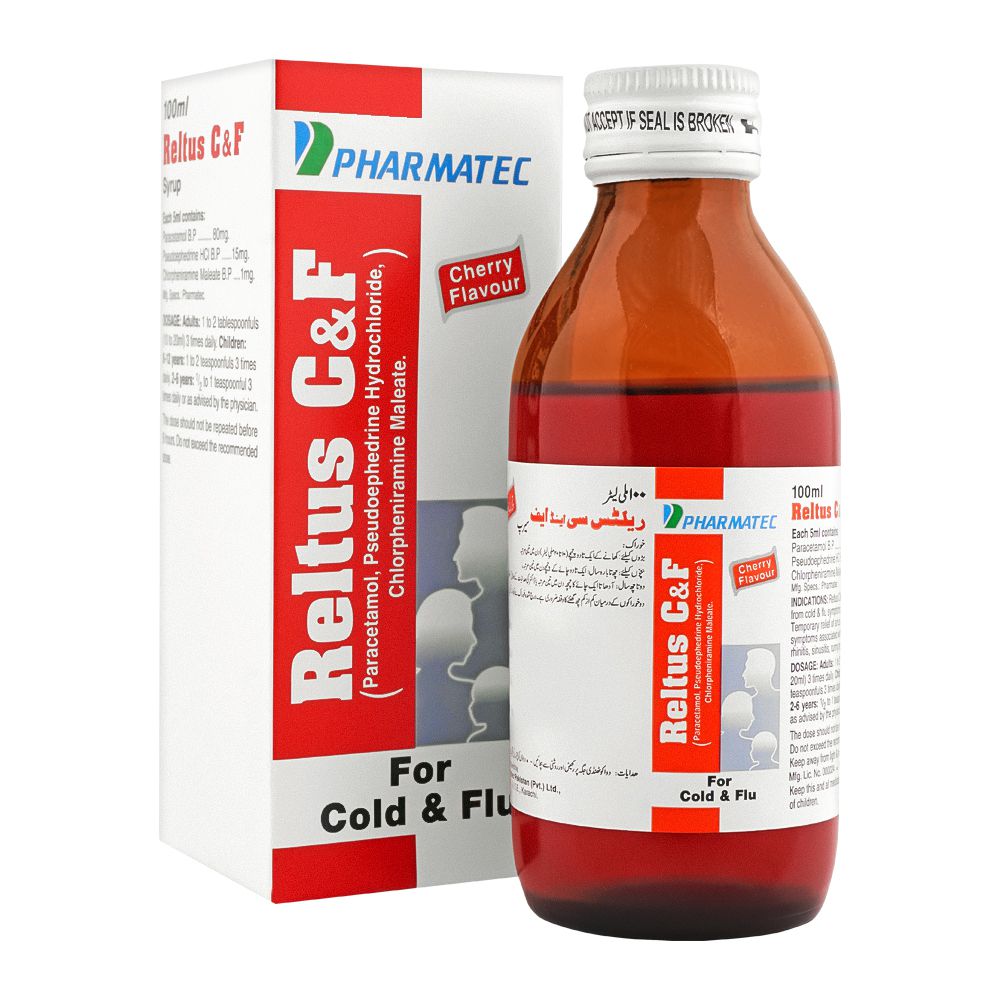 Pharmatec Reltus C&F Syrup, 100ml product image - Bolanclinic
