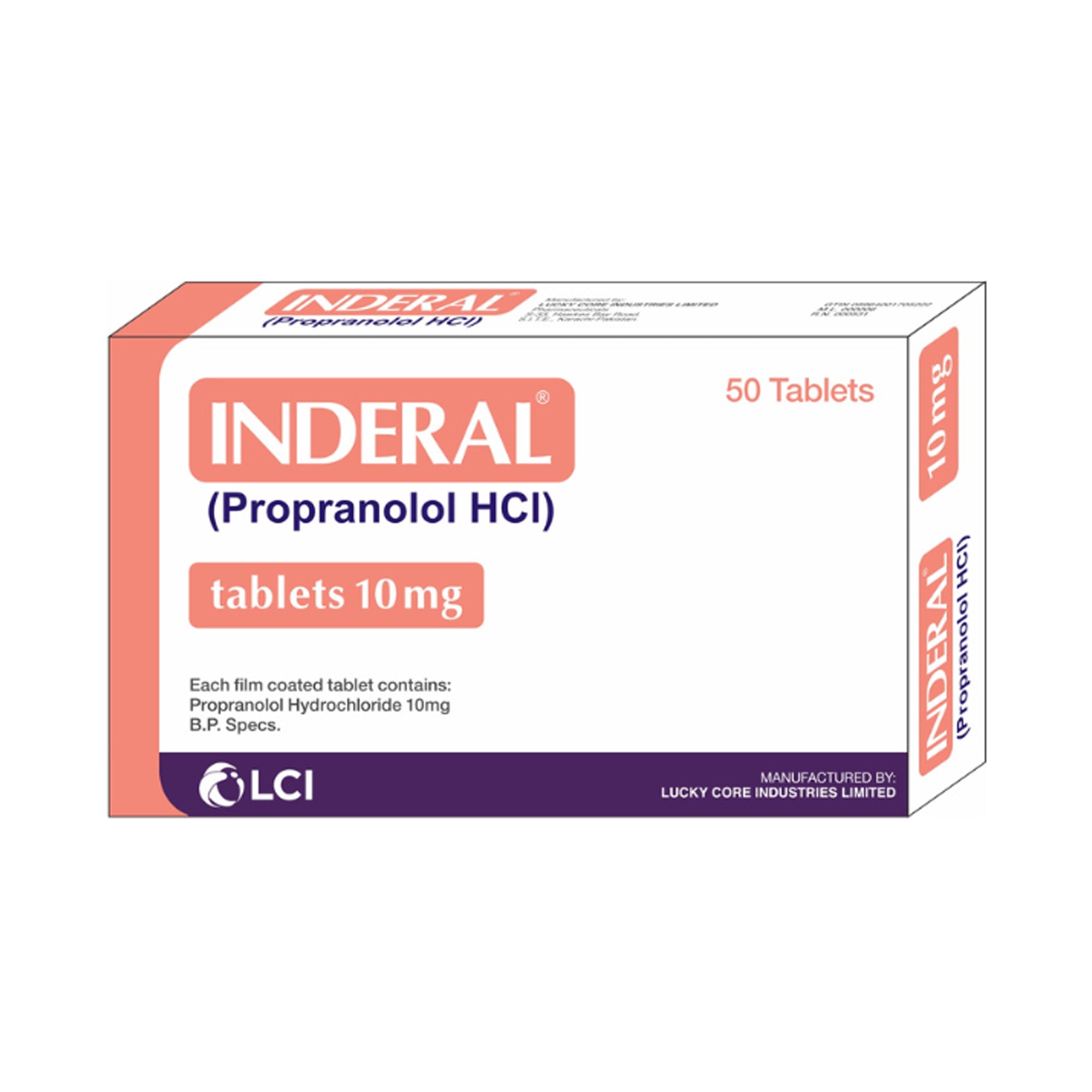 LCI Pharmaceuticals Inderal Tablet, 10mg, 50-Pack product image - Bolanclinic
