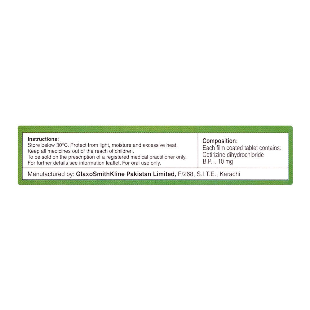 GSK Zyrtec Tablet, 10mg, 1-Strip product image 2 - Bolanclinic