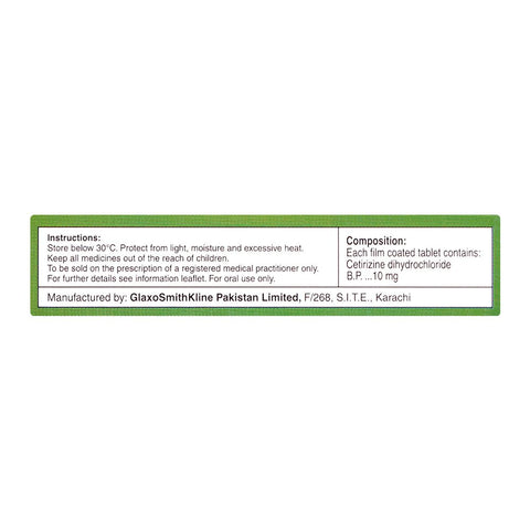 GSK Zyrtec Tablet, 10mg, 1-Strip product image 2 - Bolanclinic