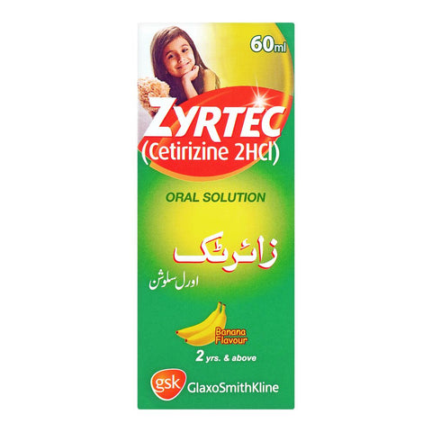 GSK Zyrtec Oral Solution, Banana Flavour, 60ml product image 2 - Bolanclinic