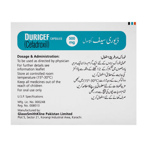 GSK Duricef Capsule, 500mg, 1-Strip product image 2 - Bolanclinic