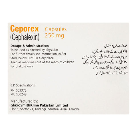 GSK Ceporex Capsule, 250mg, 12-Pack product image 2 - Bolanclinic