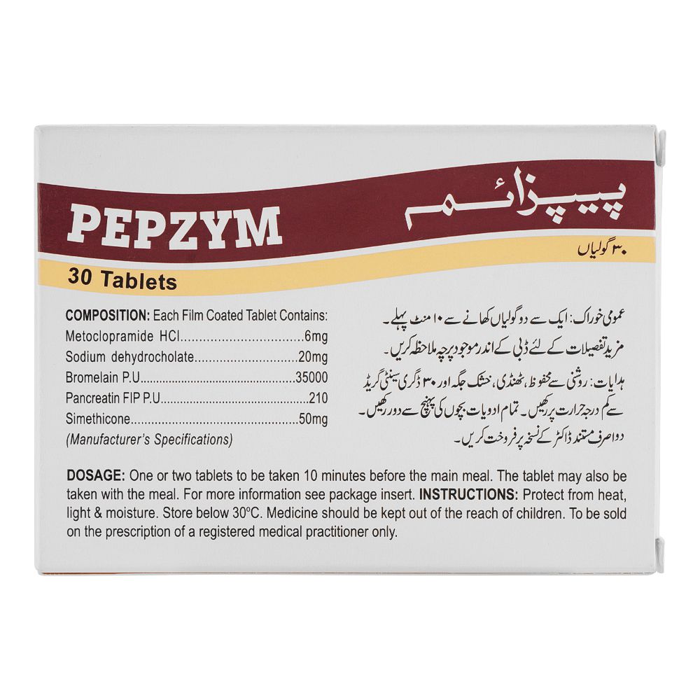 Shaigan Pharmaceuticals Pepzym Tablet, 20mg/50mg, 30-Pack product image 2 - Bolanclinic