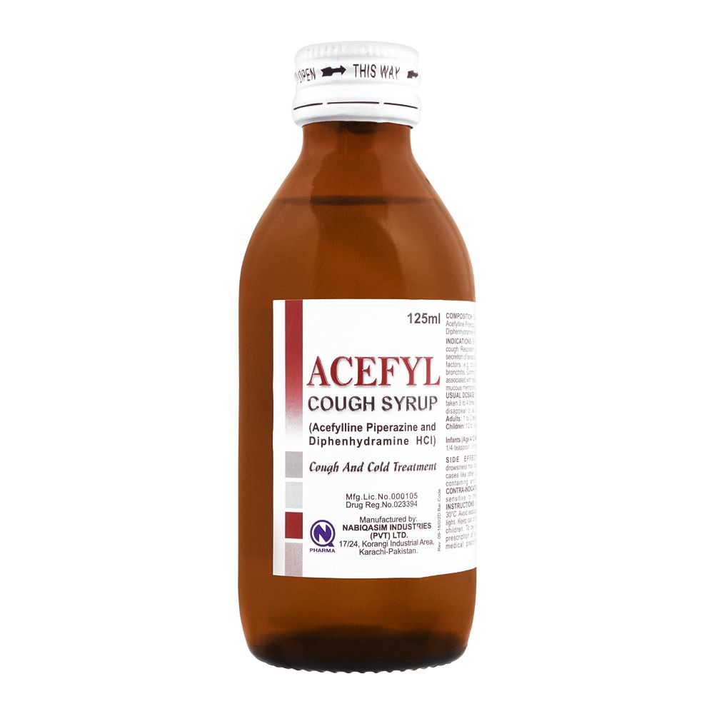 NabiQasim Acefyl Cough Syrup, 125ml product image - Bolanclinic