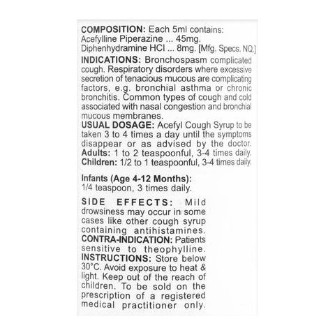 NabiQasim Acefyl Cough Syrup, 125ml product image 2 - Bolanclinic