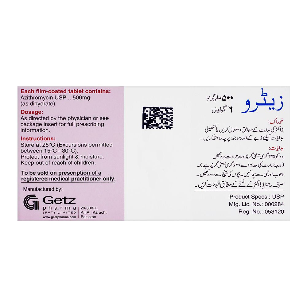 Getz Pharma Zetro Tablet, 500mg, 6-Pack product image 3 - Bolanclinic