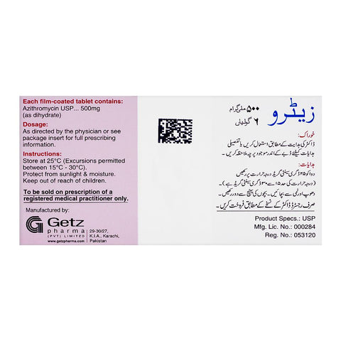 Getz Pharma Zetro Tablet, 500mg, 6-Pack product image 3 - Bolanclinic