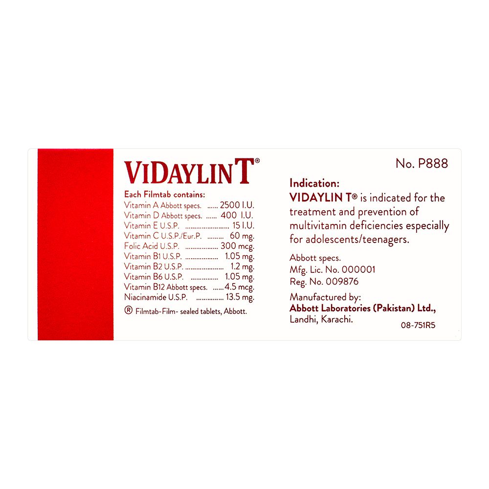 Abbott ViDaylin-T, Multivitamins Tablet For Teens, 30-Pack product image 3 - Bolanclinic