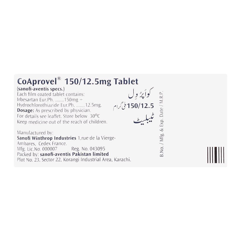 Co-Aprovel Tablet, 150mg/12.5mg, 28-Pack product image 2 - Bolanclinic