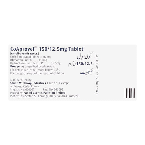 Co-Aprovel Tablet, 150mg/12.5mg, 28-Pack product image 2 - Bolanclinic