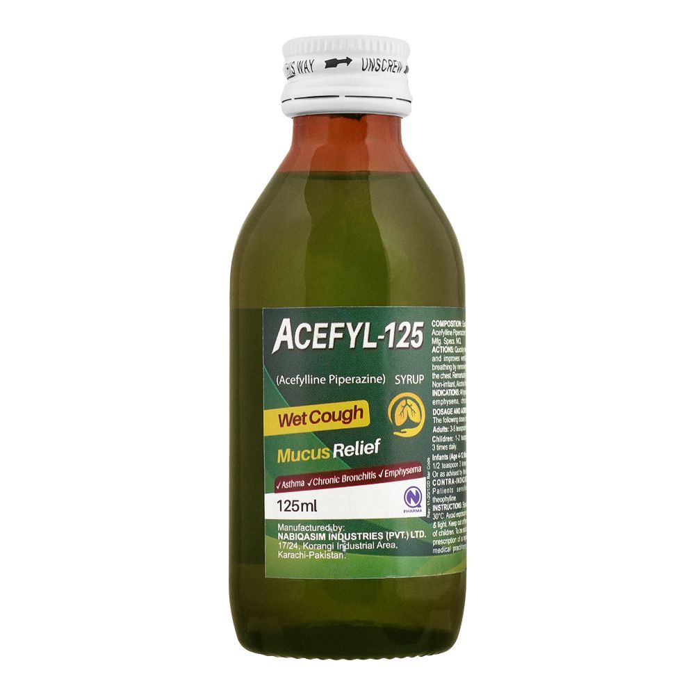 NabiQasim Acefyl Wet Cough Mucus Relief Syrup, 125ml product image - Bolanclinic