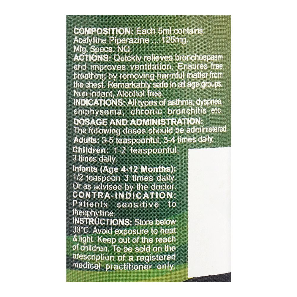 NabiQasim Acefyl Wet Cough Mucus Relief Syrup, 125ml product image 2 - Bolanclinic