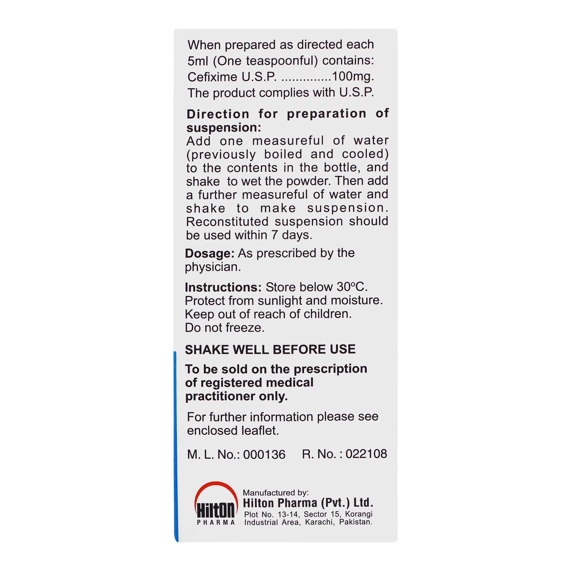 Hilton Pharma Cefim DS Suspension, 30ml product image 4 - Bolanclinic