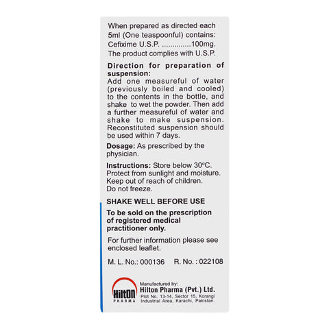 Hilton Pharma Cefim DS Suspension, 30ml product image 4 - Bolanclinic