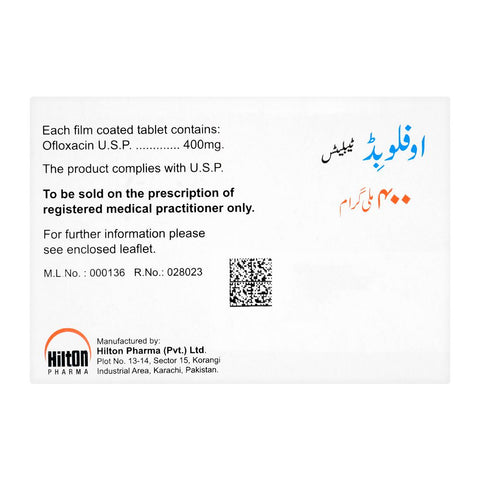 Hilton Pharma Oflobid Tablet, 400mg, 10-Pack product image 2 - Bolanclinic