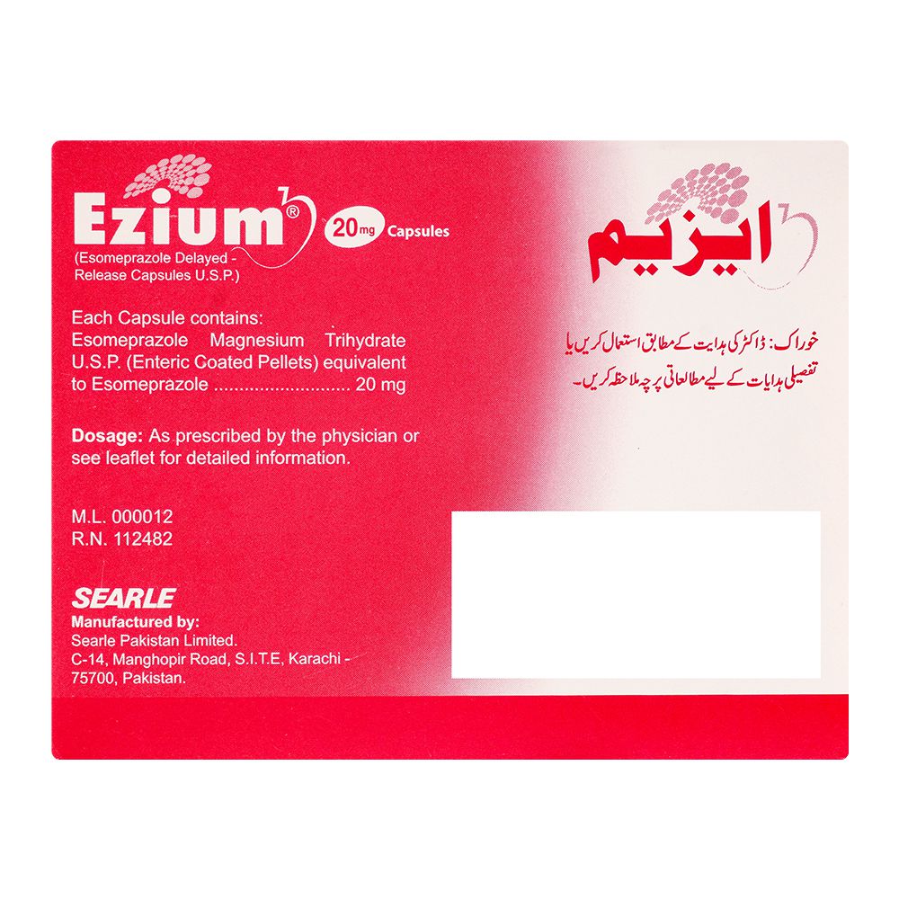 Searle Ezium Capsule, 20mg, 14-Pack product image 2 - Bolanclinic
