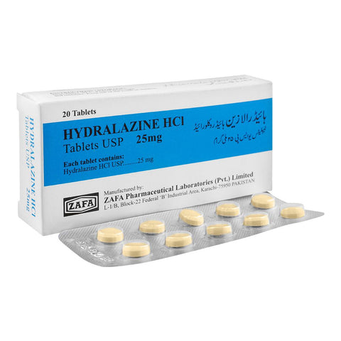 Zafa Pharmaceuticals Hydralazine Tablet, 25mg, 20-Pack product image - Bolanclinic