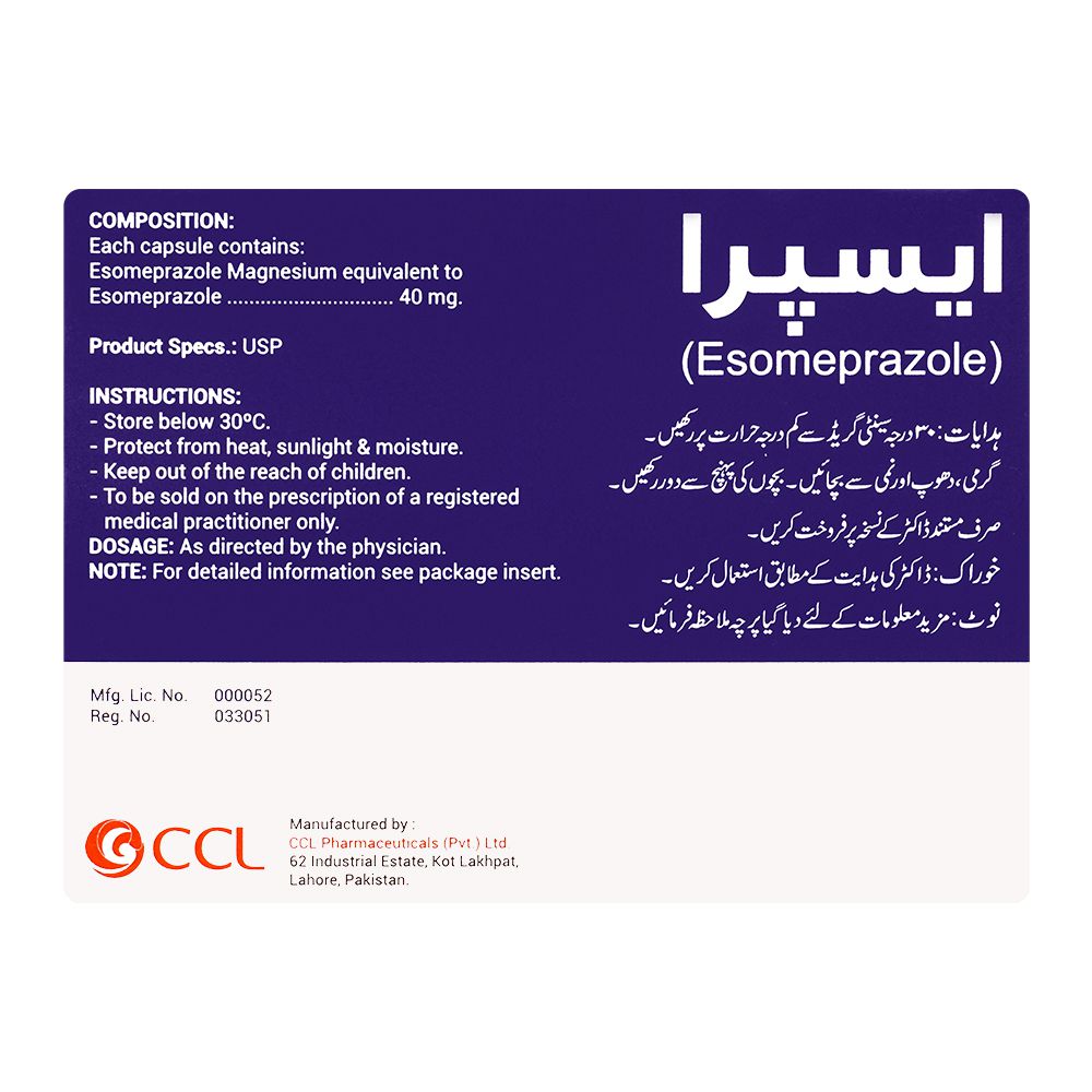 CCL Pharmaceuticals Espra Capsule, 40mg, 14-Pack product image 2 - Bolanclinic