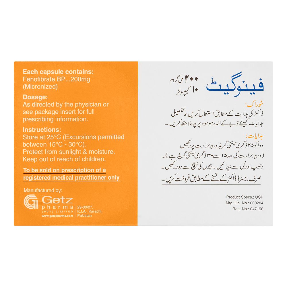 Getz Pharma Fenoget Capsule, 200mg, 10-Pack product image 3 - Bolanclinic