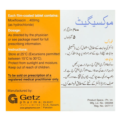 Getz Pharma Moxiget Tablet, 400mg, 5-Pack product image 3 - Bolanclinic