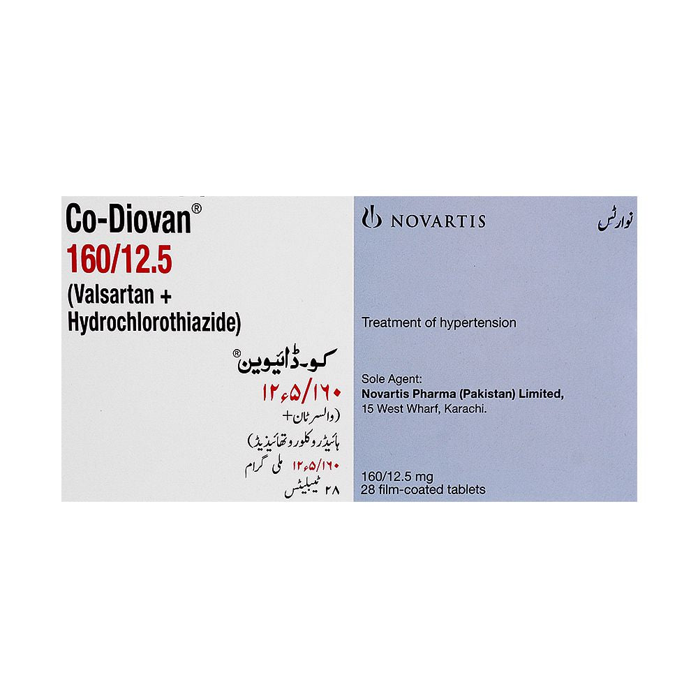 Novartis Pharmaceuticals Co-Diovan Tablet, 160mg/12.5mg, 1-Strip product image 2 - Bolanclinic
