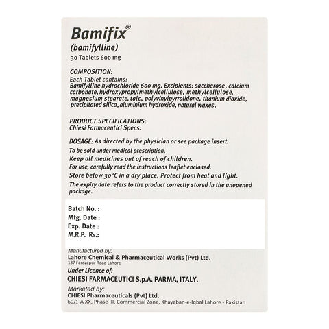 Chiesi Pharmaceuticals Bamifix Tablet, 600mg, 30-Pack product image 2 - Bolanclinic