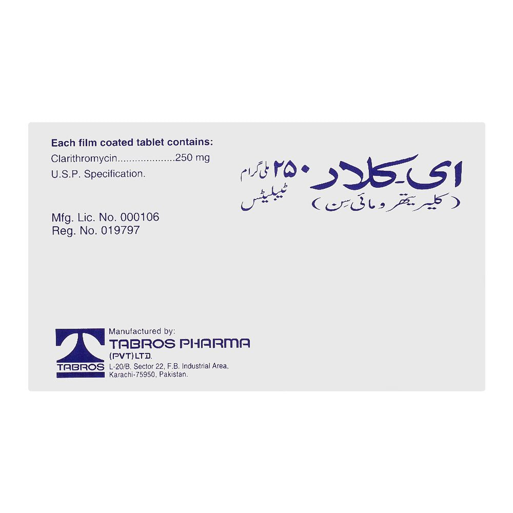 Tabros Pharma E-Clar Tablet, 250mg, 10-Pack product image 2 - Bolanclinic