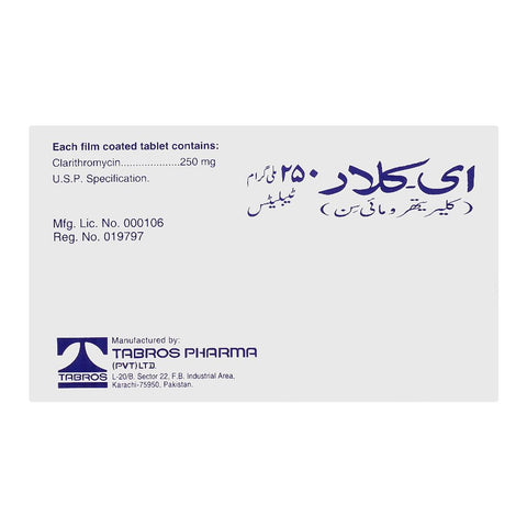 Tabros Pharma E-Clar Tablet, 250mg, 10-Pack product image 2 - Bolanclinic