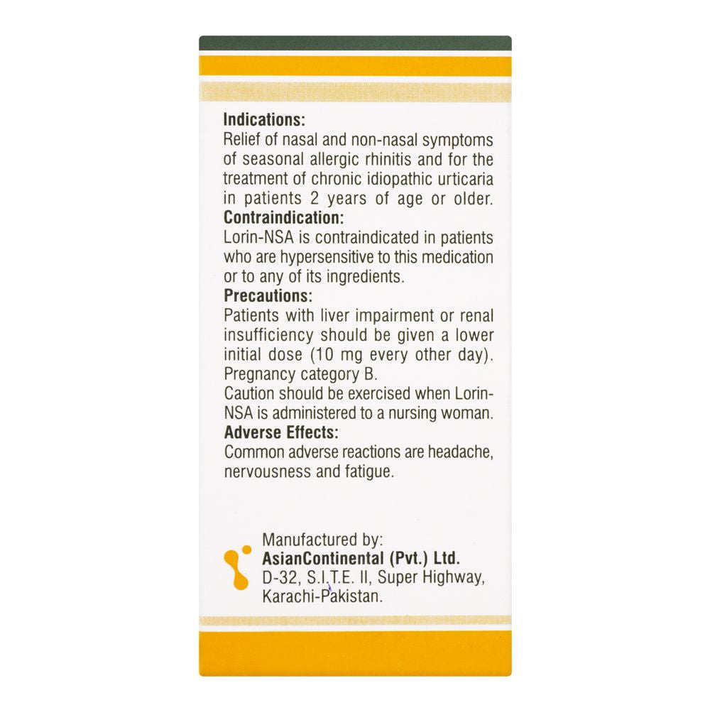 AsianContinental Lorin-NSA Syrup, 5mg/5ml, 30ml product image 2 - Bolanclinic