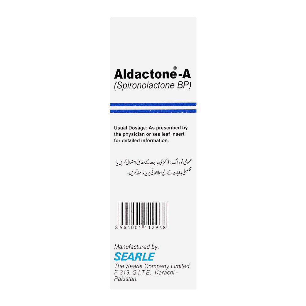 Searle Aldactone-A Tablet, 25mg, 100-Pack product image 3 - Bolanclinic