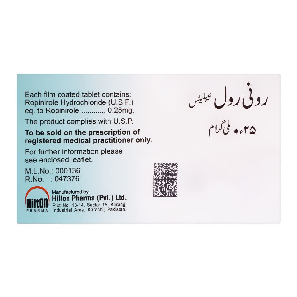 Hilton Pharma Ronirol Tablet, 0.25mg, 21-Pack product image 2 - Bolanclinic