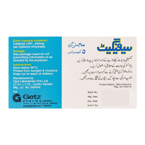Getz Pharma Cefiget Capsule, 400mg, 5-Pack product image 3 - Bolanclinic