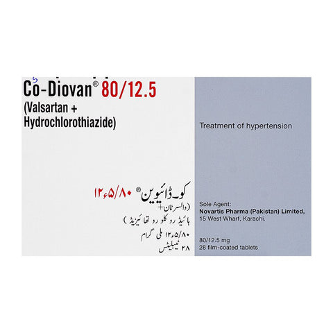 Novartis Pharmaceuticals Co-Diovan Tablet, 80mg/12.5mg, 1-Strip product image 2 - Bolanclinic