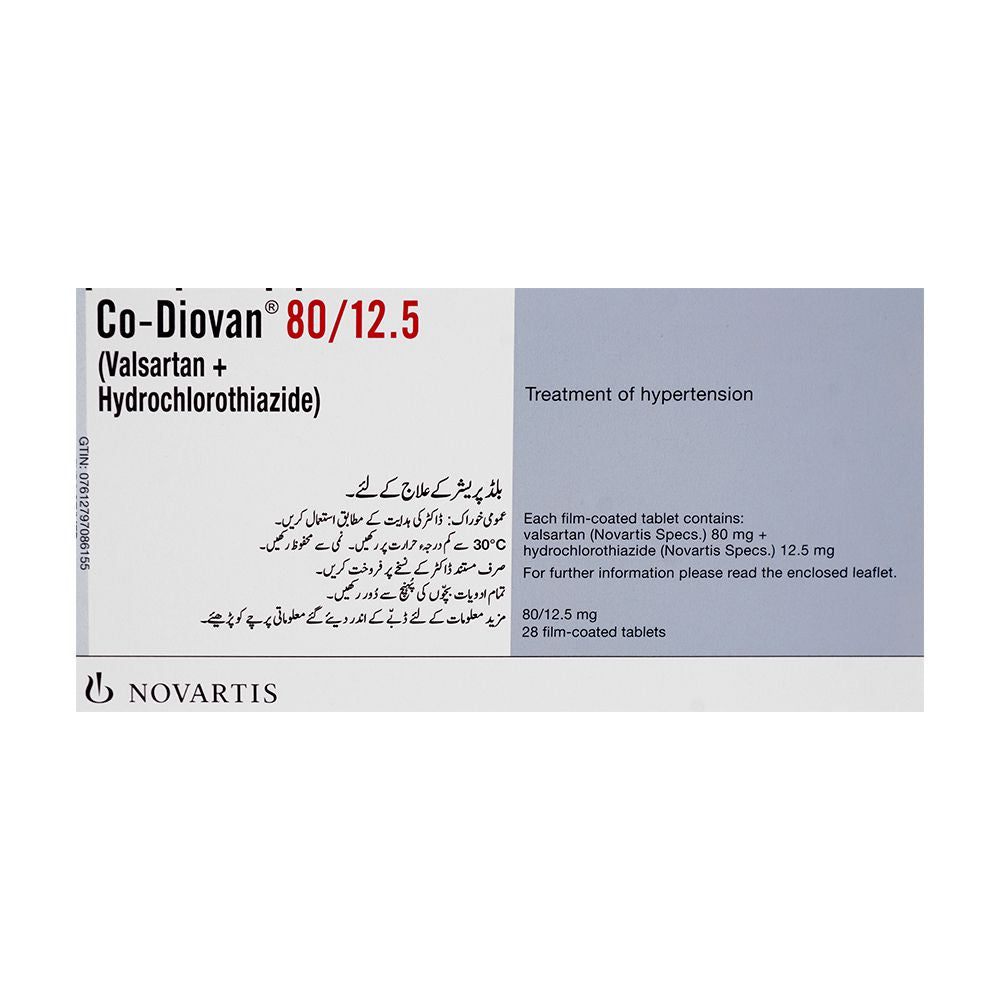 Novartis Pharmaceuticals Co-Diovan Tablet, 80mg/12.5mg, 1-Strip product image 3 - Bolanclinic