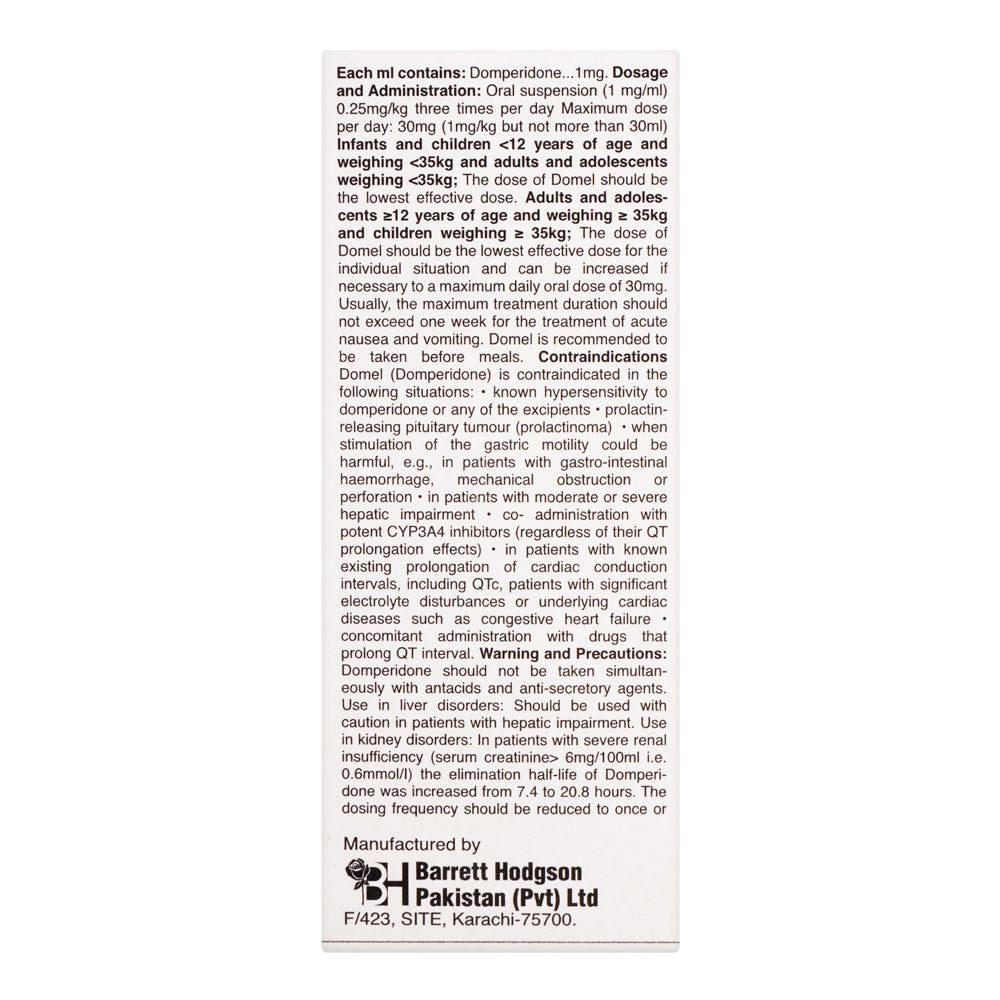 Barrett Hodgson Domel Oral Suspension, 60ml product image 2 - Bolanclinic