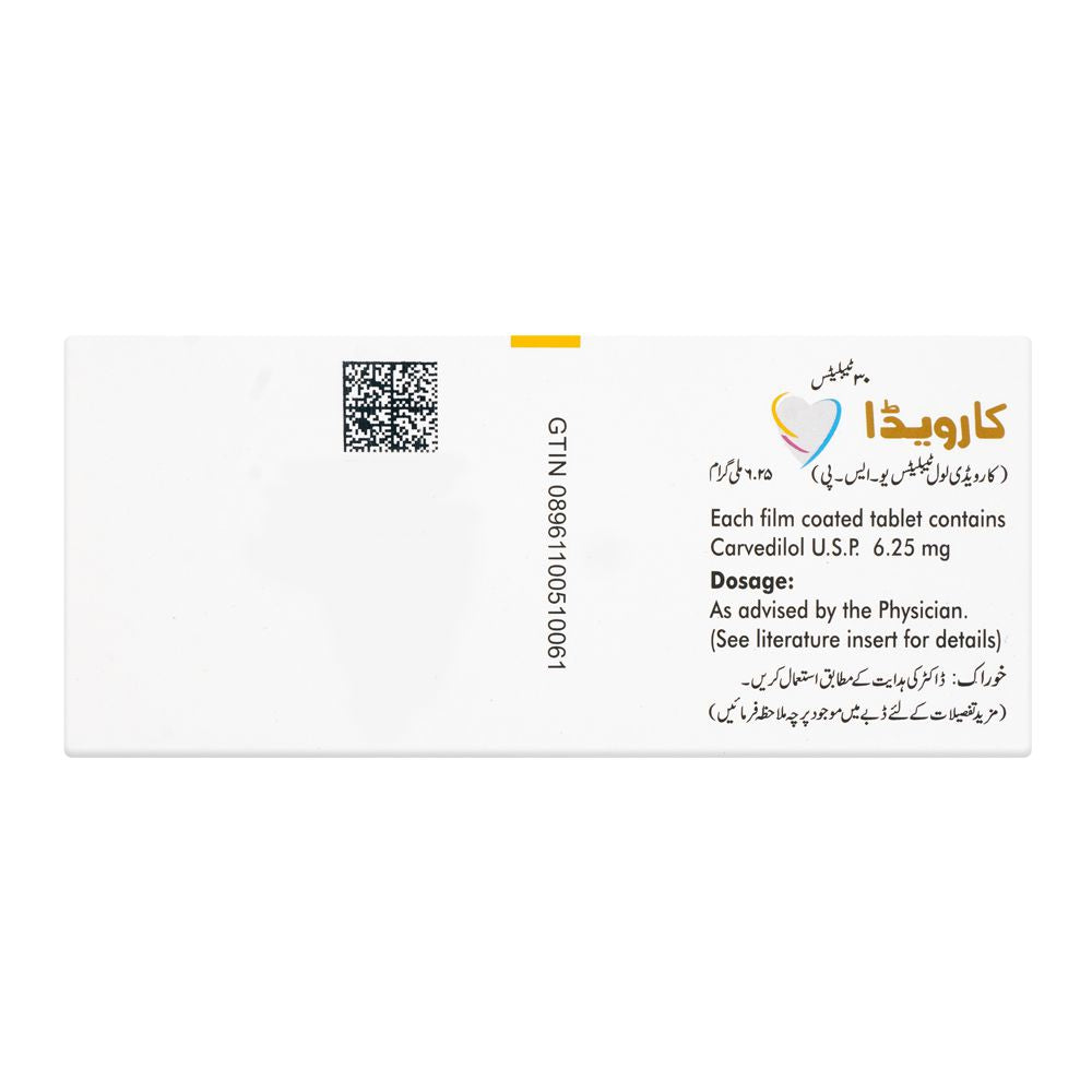 Ferozsons Laboratories Carveda Tablet, 6.25mg, 30-Pack product image 2 - Bolanclinic