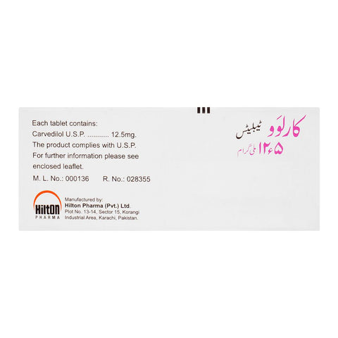 Hilton Pharma Carlov Tablet, 12.5mg, 10-Pack product image 2 - Bolanclinic