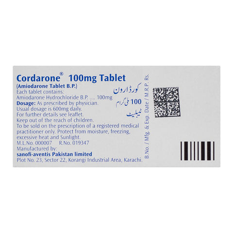 Cordarone Tablet, 100mg, 28-Pack product image 2 - Bolanclinic