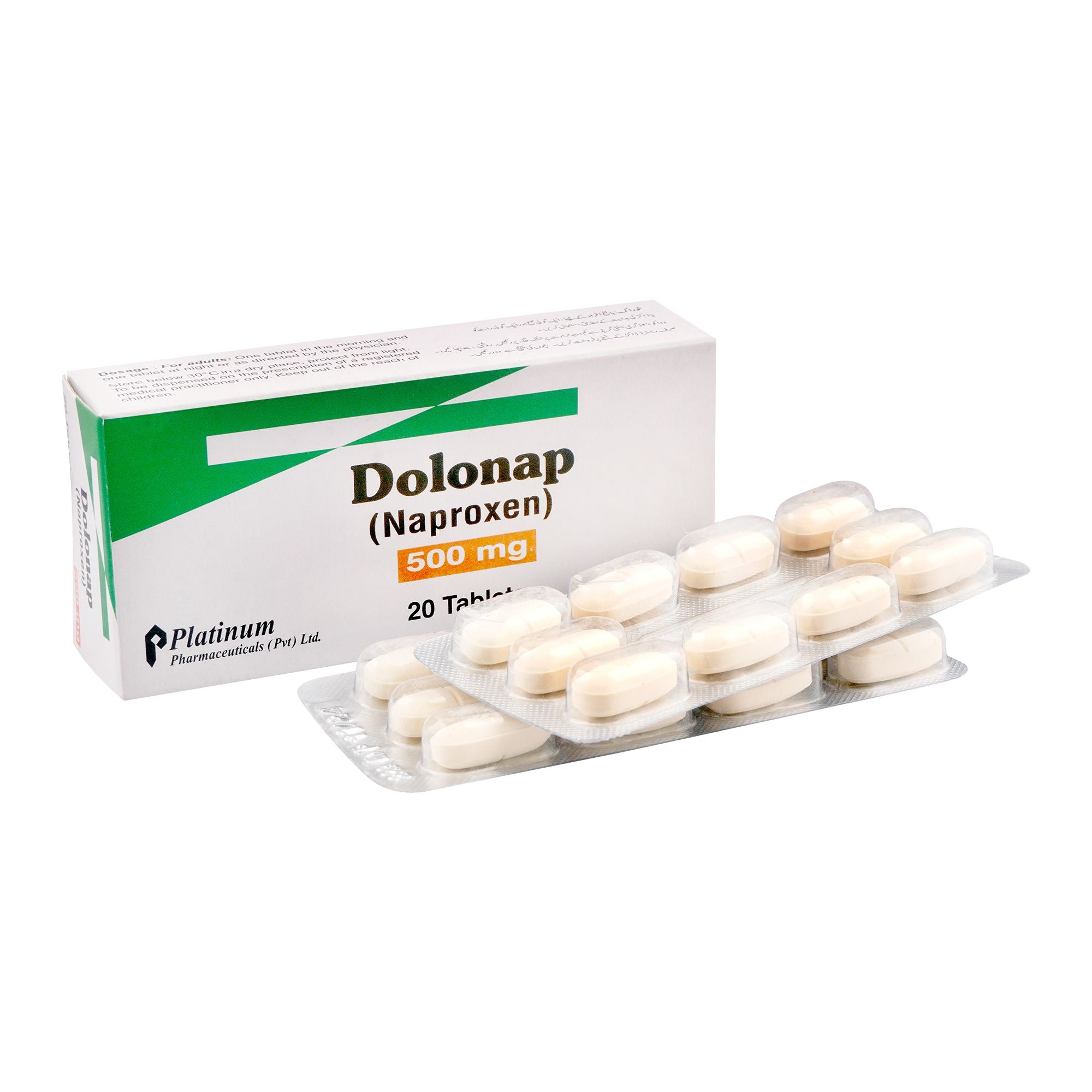 Platinum Pharmaceuticals Dolonap Tablet, 500mg, 20-Pack product image - Bolanclinic