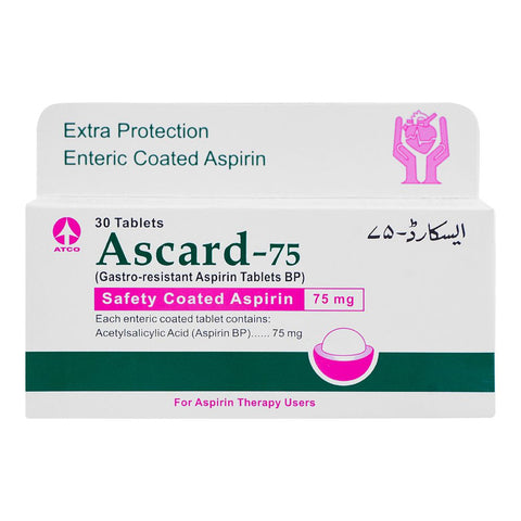ATCO Laboratories Ascard Tablet, 75mg, 1-Strip product image 2 - Bolanclinic