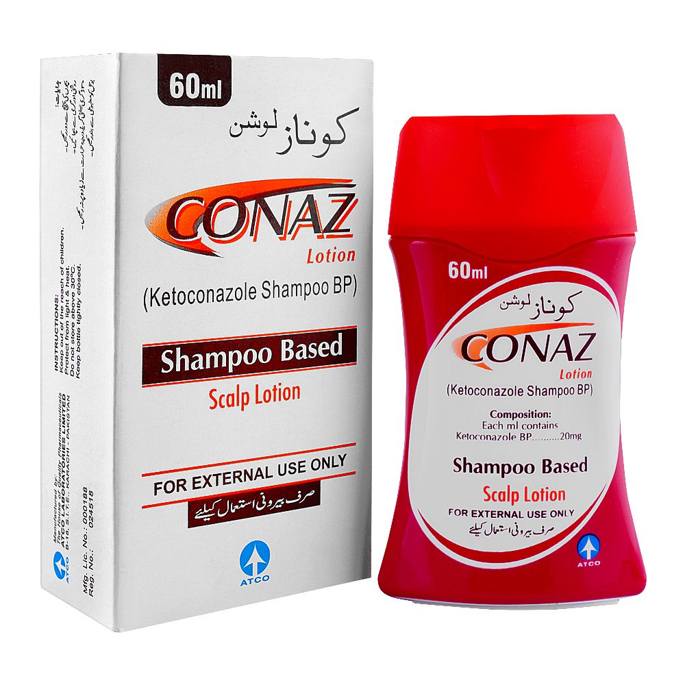 ATCO Laboratories Conaz Lotion, Shampoo Based Scalp Lotion, 60ml product image - Bolanclinic
