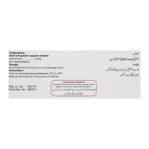 Crystolite Pharmaceuticals Oratane Capsule, 20mg, 1-Strip product image 3 - Bolanclinic