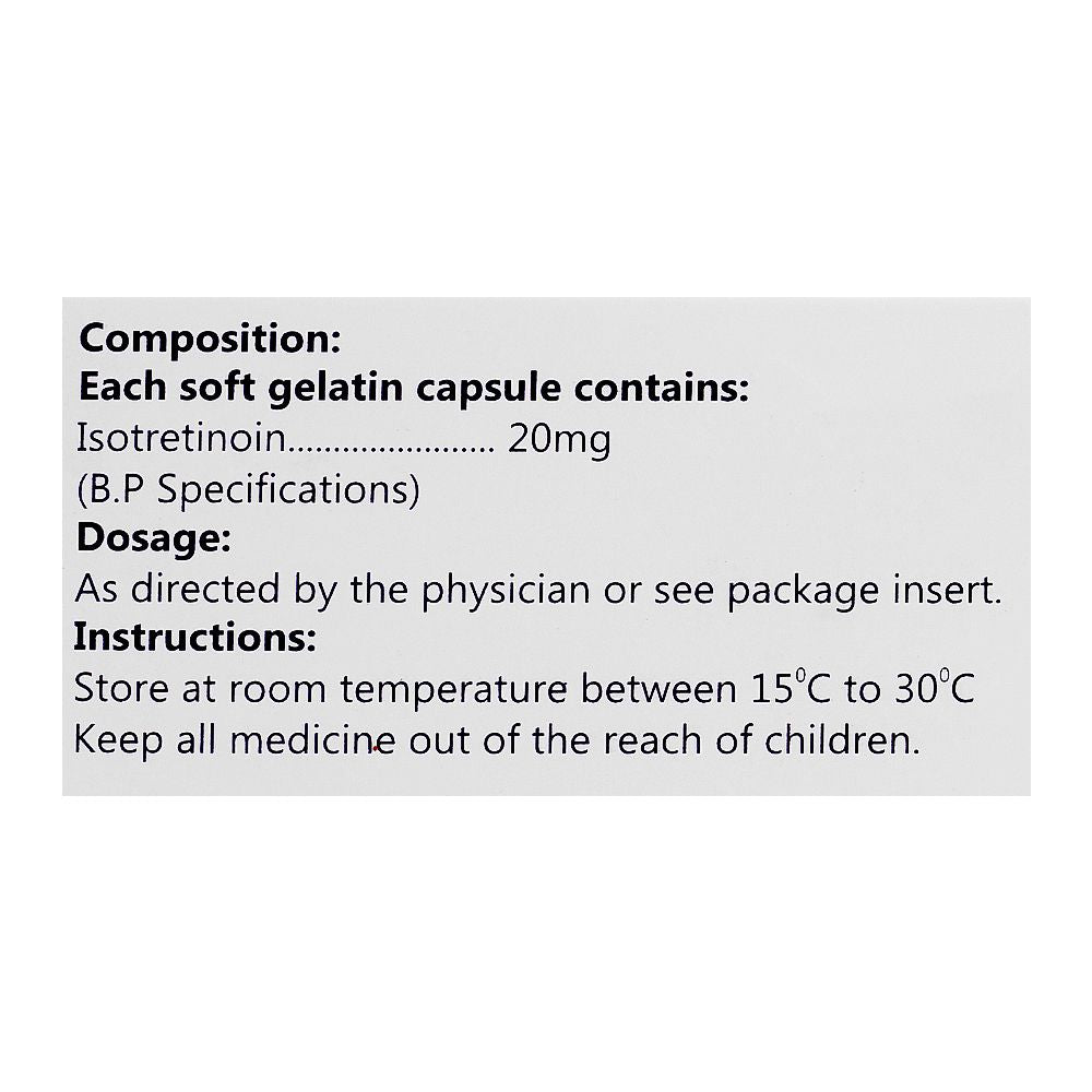 Crystolite Pharmaceuticals Oratane Capsule, 20mg, 1-Strip product image 4 - Bolanclinic