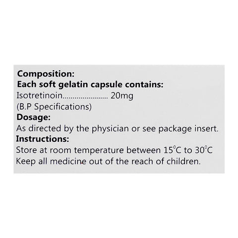 Crystolite Pharmaceuticals Oratane Capsule, 20mg, 1-Strip product image 4 - Bolanclinic